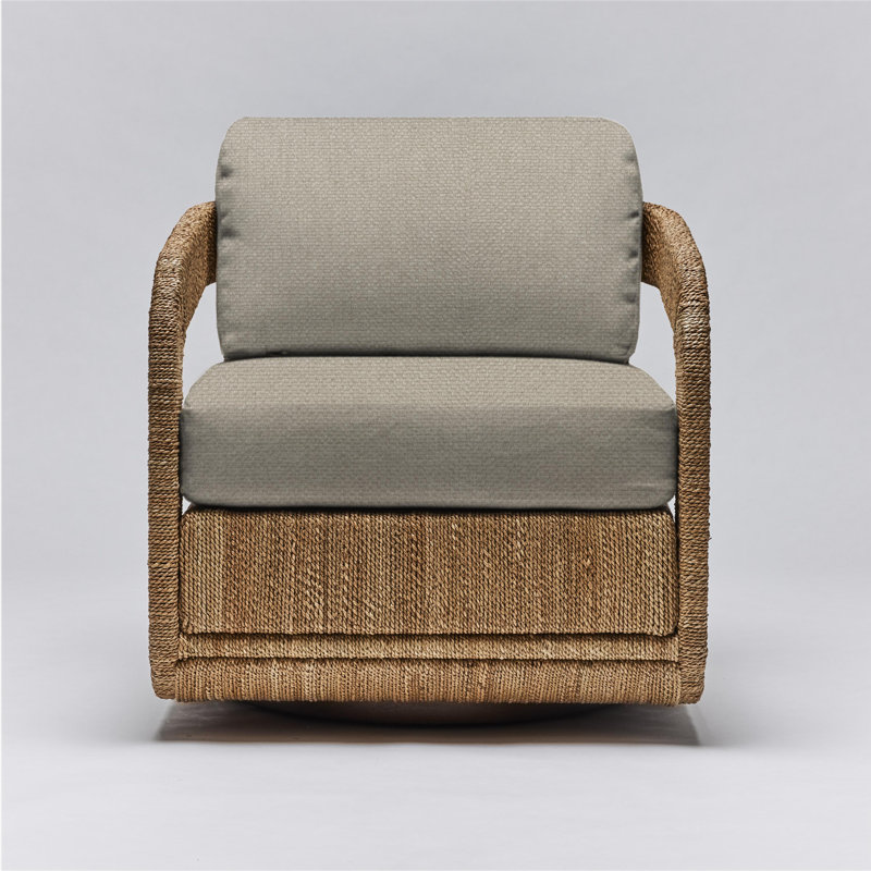 Fauteuil pivotant en cuir 27,5 po Harbour, Sisal tissé, Ruppie maritime
