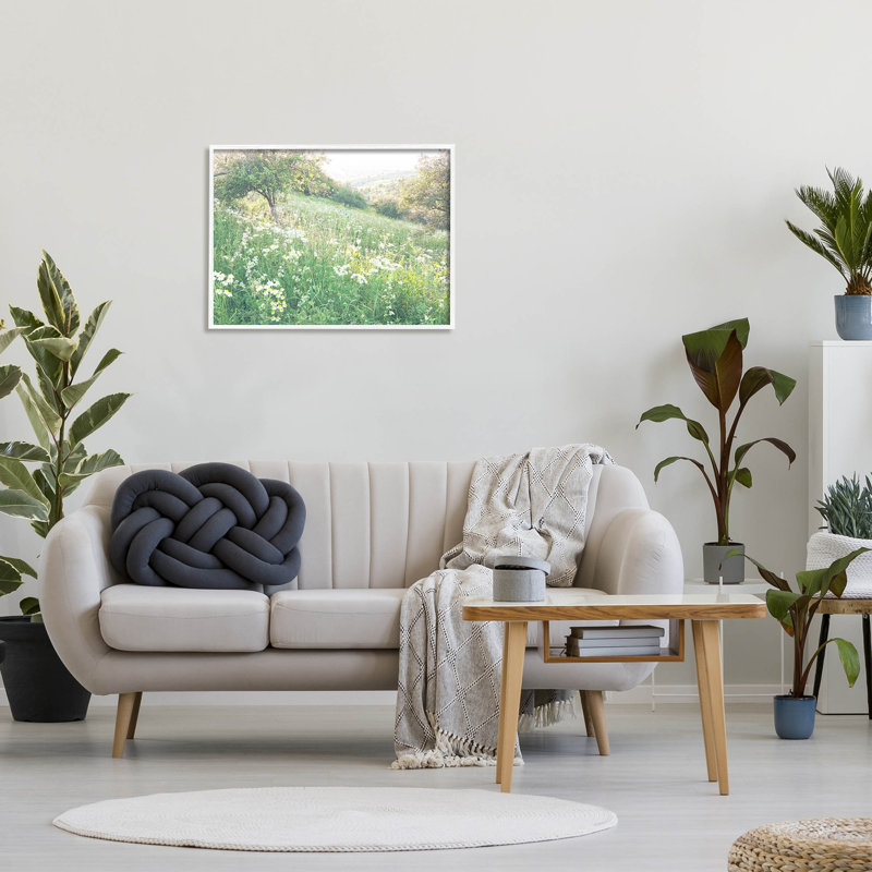 «Spring Meadow Grassland Field», estampe numérique par Leah Straatsma, H 24 po x l 30 po x P 1,5 po, Cadre blanc