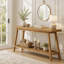 Console extra-longue de style campagnard, table d'entrée en bois massif avec rangement ouvert à 2 niveaux, canapé rustique étroit derrière le canapé pour le couloir, le salon ou le vestibule-205962711