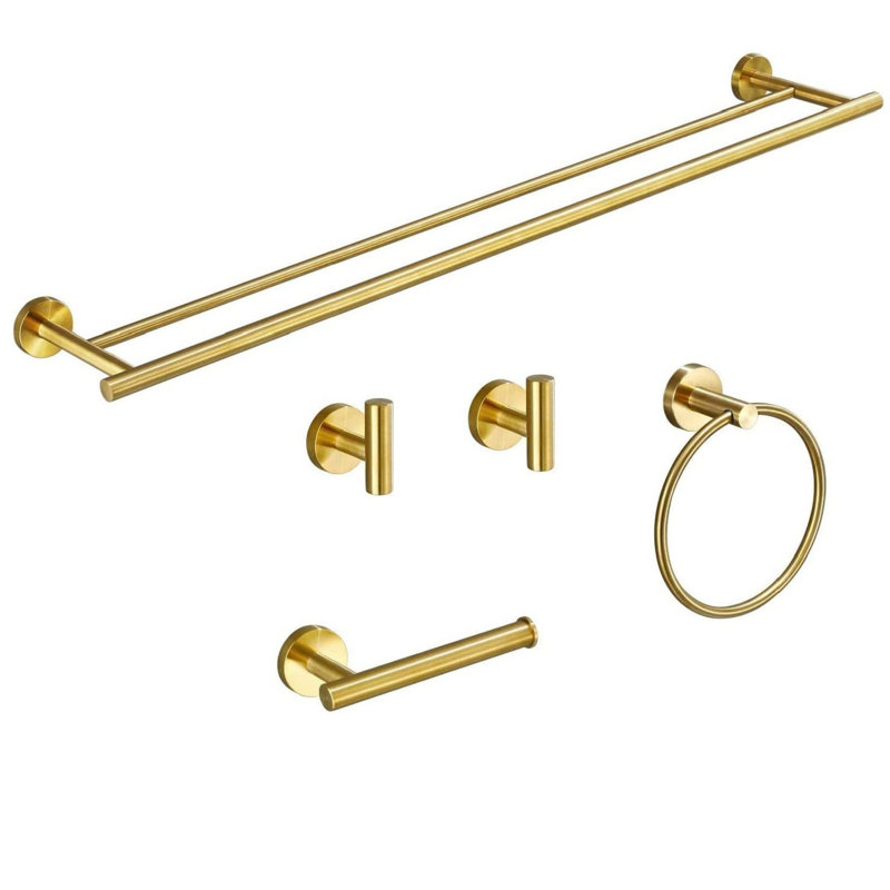 5 - Piece Bathroom Hardware Set, Brushed Gold