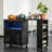 Kitchen Island, Large Rolling Kitchen Cart, Mobile Kitchen Table with 2 Fluted Glass Doors Side 3 Open Shelves, Storage Cabinet & Locking Casters-123147624-123147628