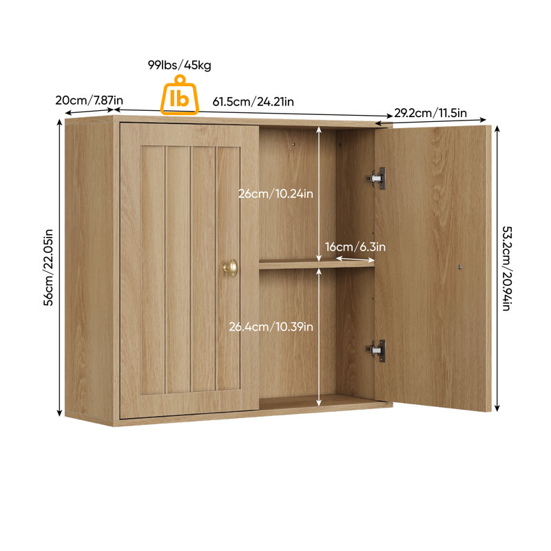 Armoire murale moderne avec porte à rainure verticale