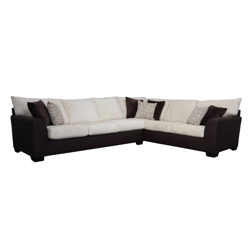 Canapé modulaire de coin 2 pièces Carnlough, Mélange de polyester brun clair / noir