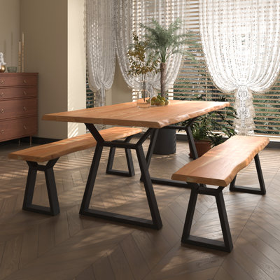 Elselien 4 - Person Acacia Solid Wood Dining Table