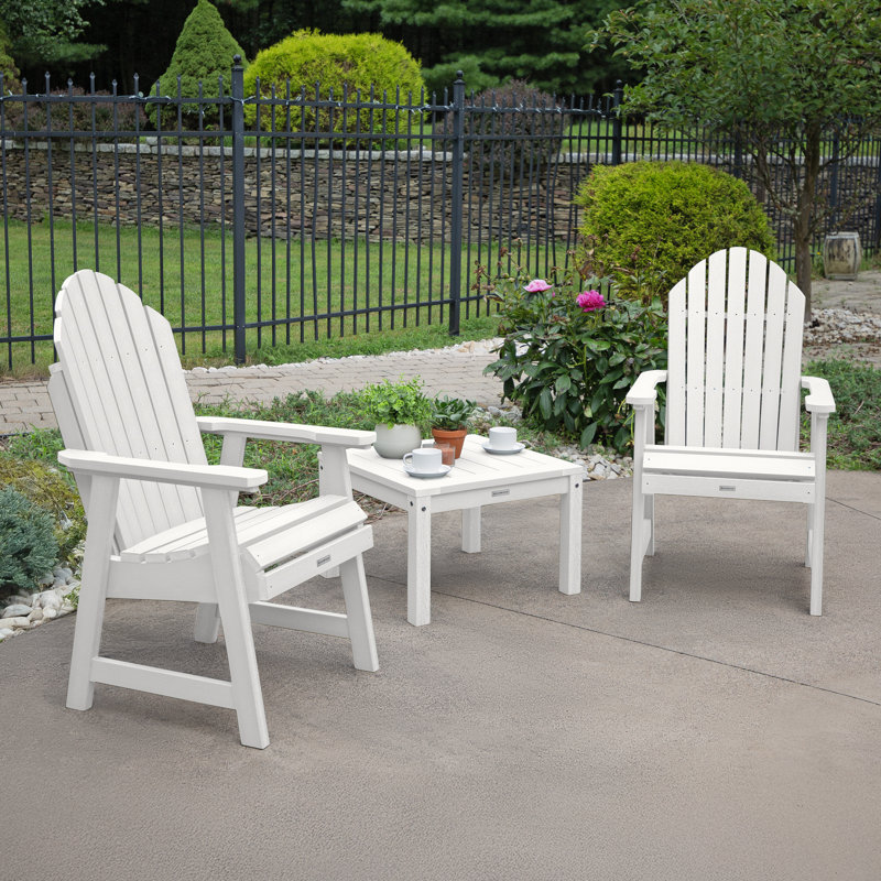 Chaise Adirondack en plastique avec table Anette, Blanc