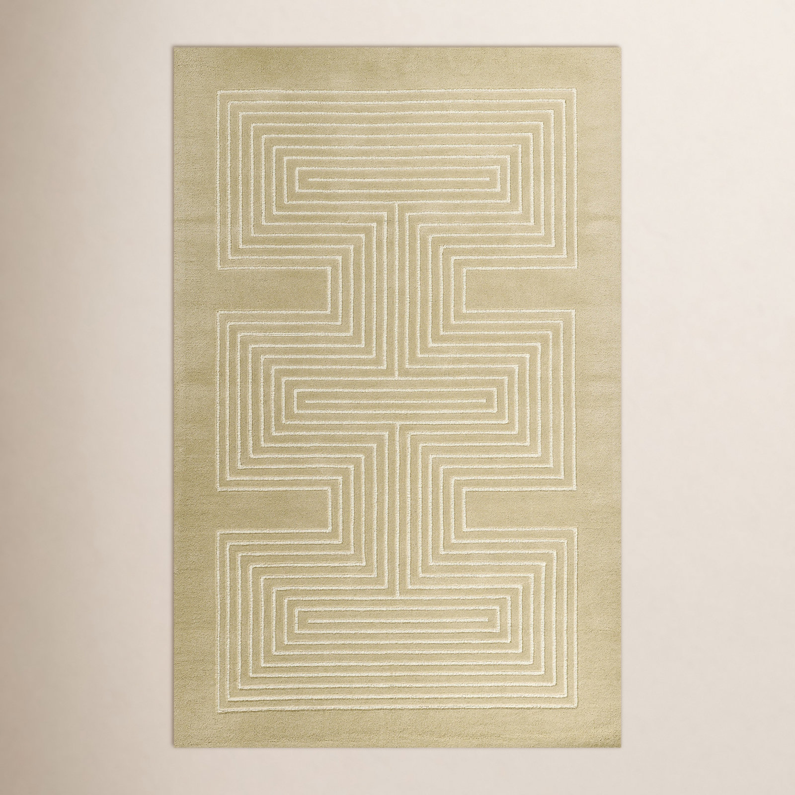 Orlie Copper Hand-Tufted Geometric Wool Rug, Rectangle 8' x 10', Beige
