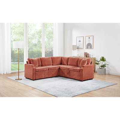 L-Shaped Sectional Sofa Bed With Pull-Out Sleeper And Hidden Storage For Modern Living Rooms, Sectional
