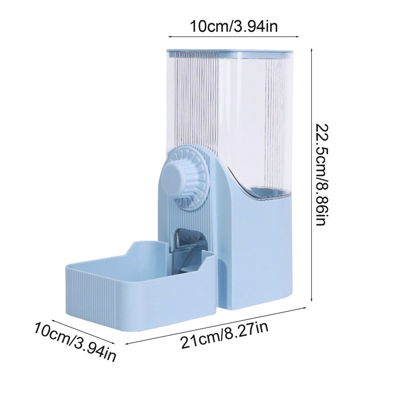 Distributeur d'eau mural pour animaux et distributeur d'eau mural pour petits lapins, 8,85 x 8,26 po, bleu, Blue