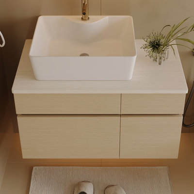 Petit meuble-lavabo flottant simple avec lavabo