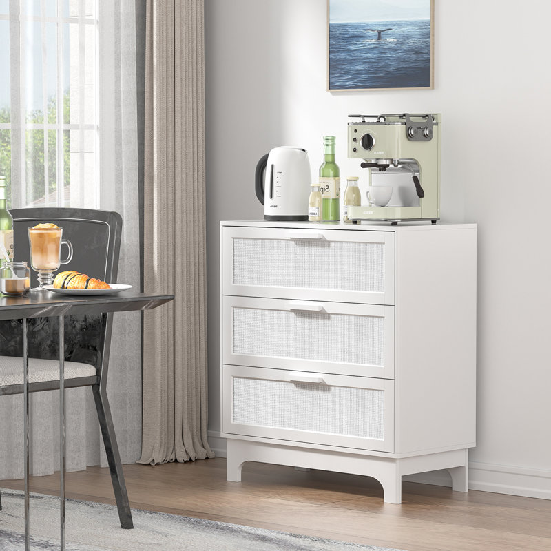Commode de chambre blanche à 3 tiroirs l 31 po Bredy