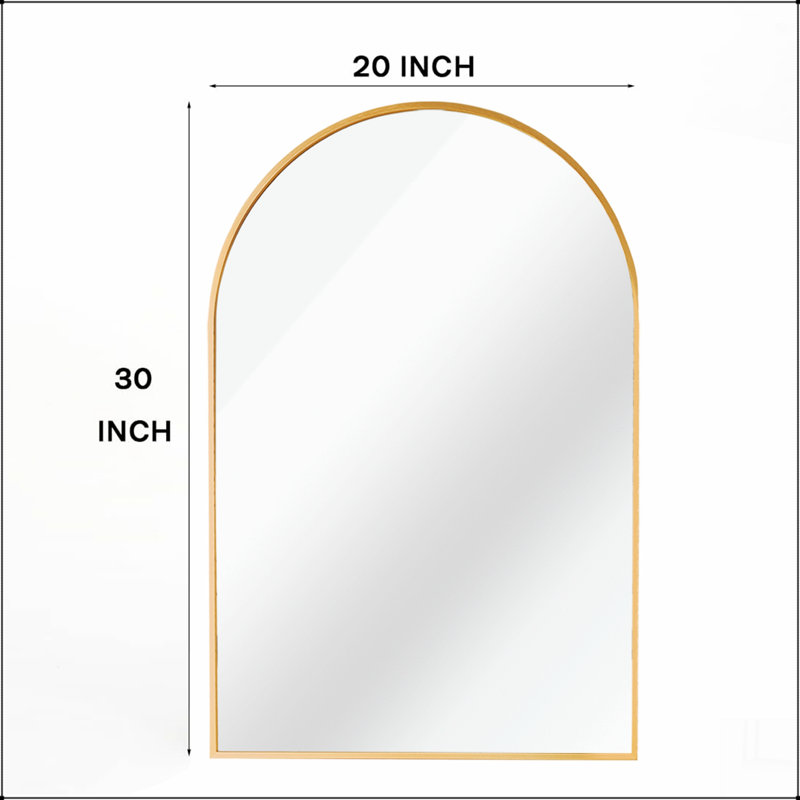 Gold 20x30 INCH Metal Arch Barhroom mirror, White