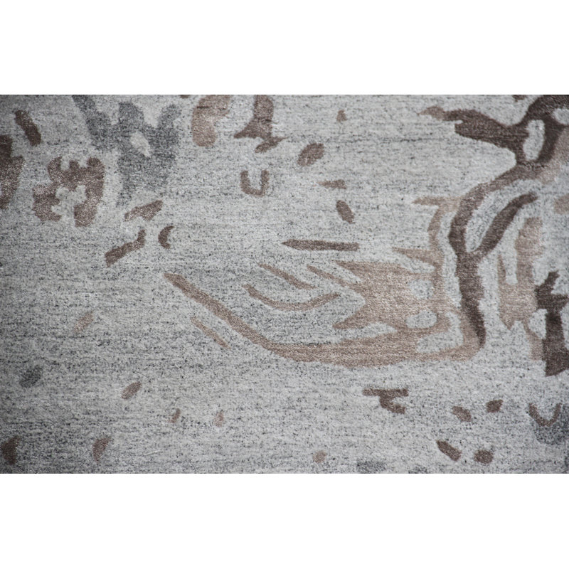 Tapis bleu clair / beige / gris noué à la main de haute qualité, Rectangle 12 pi x 18 pi