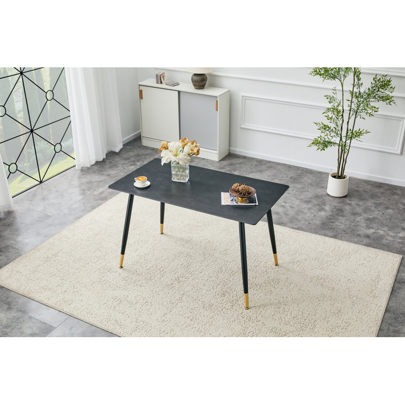 Rectangular Dining Table with metal legs, Dark Gray