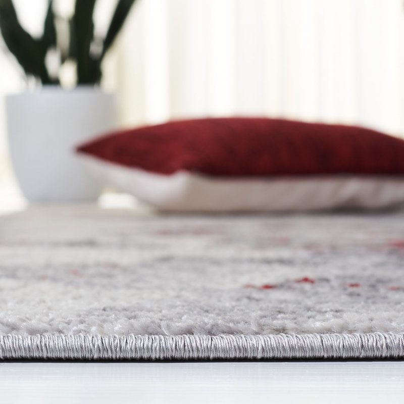 Tapis rouge / gris Brisson, Rond 6 pi