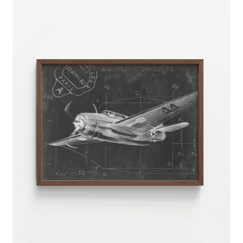 «Adalheida Flight Schéma II» par Ethan Harper, reproduction, esquisse d'avion encadrée, tableau noir, décor aéronautique noir et blanc, art mural encadré
