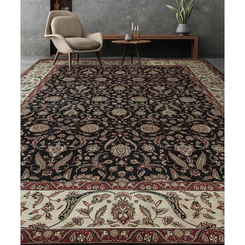 Tapis rectangulaire en laine noué à la main