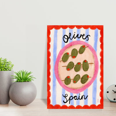 Spanish Olives Plate by Dirkie Nell - Wrapped Canvas Print