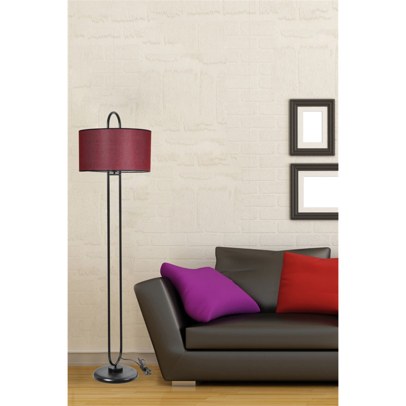 Abbotsford 170cm Traditional Floor Lamp, Black, Claret Red