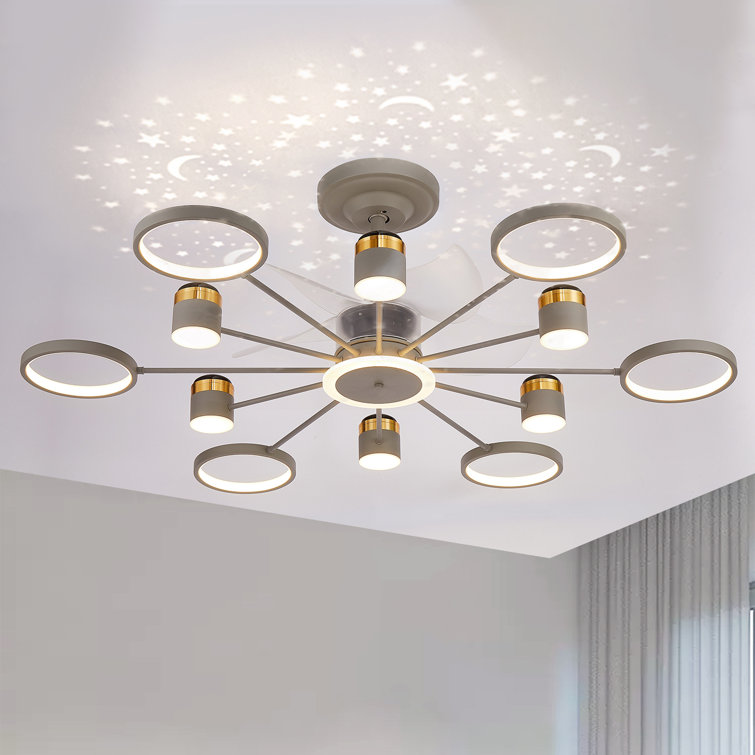 49.2" LED Ceiling Fan with Light and Remote with Starry Sky