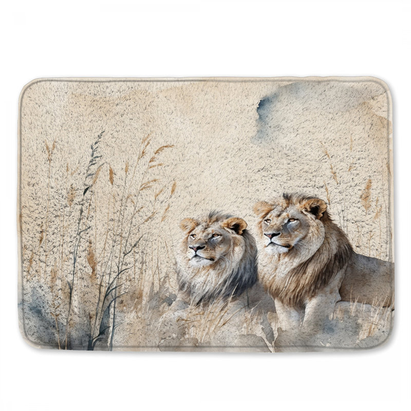 Tapis de bain Deux lions mâles, L 24 po x L 17 po