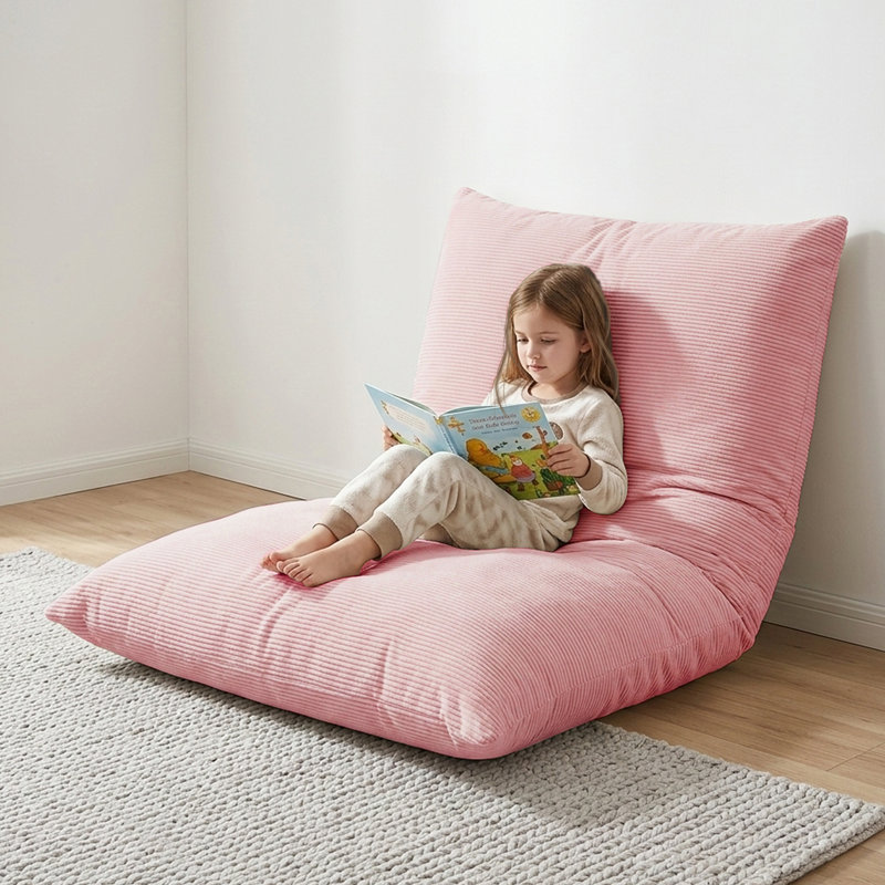 Convertible Bean Bag Chair Sofa Bed Floor Lounger For Kids, Pink