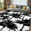 Tapis blanc lavable à la machine, palmiers noirs dessinés pour l'intérieur-133456630