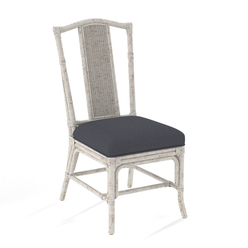 Drury Lane Slat Back Side Dining Chair, Beige Performance Fabric; 0851-73, Antique Frost White