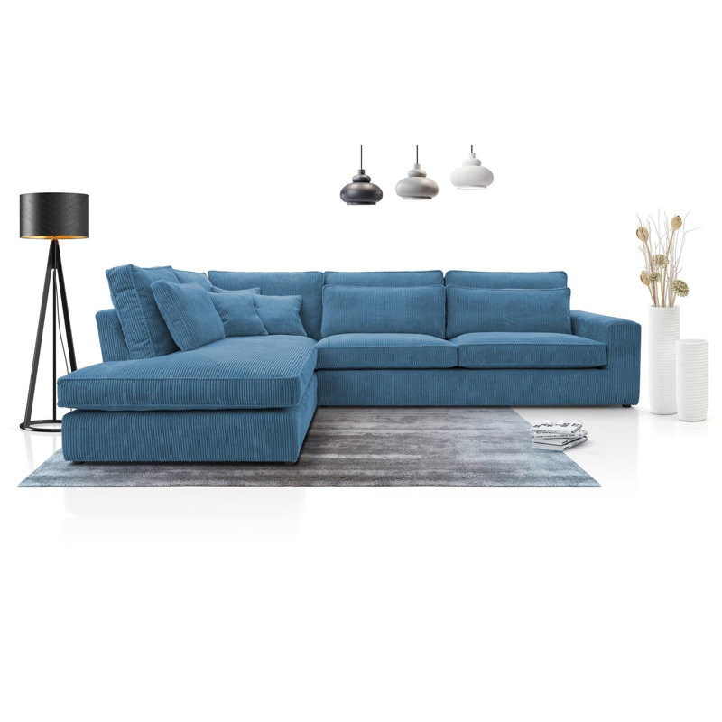 Rahshad 6 Seater Sofa & Chaise, Left Hand Facing, Blue