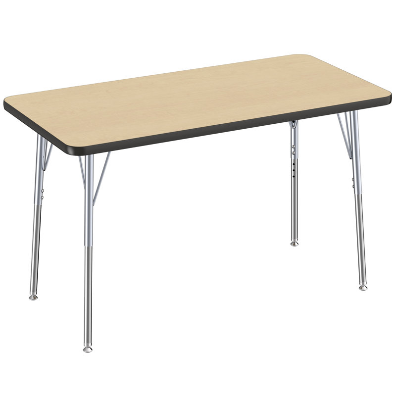 Table rectangulaire d'activité rectangulaire avec pieds réglables, Roulement pivotant standard, 24 po x 48 po, Black