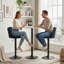Ensemble de 2 tabourets de bar, hauteur comptoir pivotant, noir-1936154536