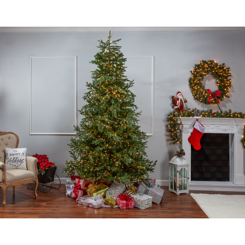 Artificial Pine Christmas Tree with Color & Clear Lights, 9' H