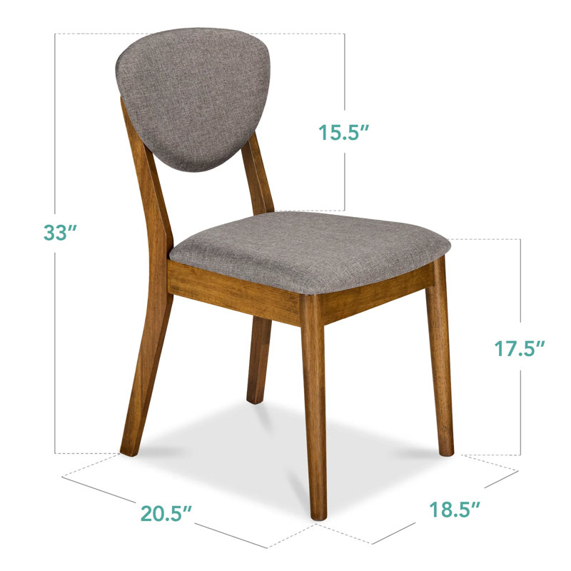 2-Piece Dining Chair, Walnut, Medium Gray
