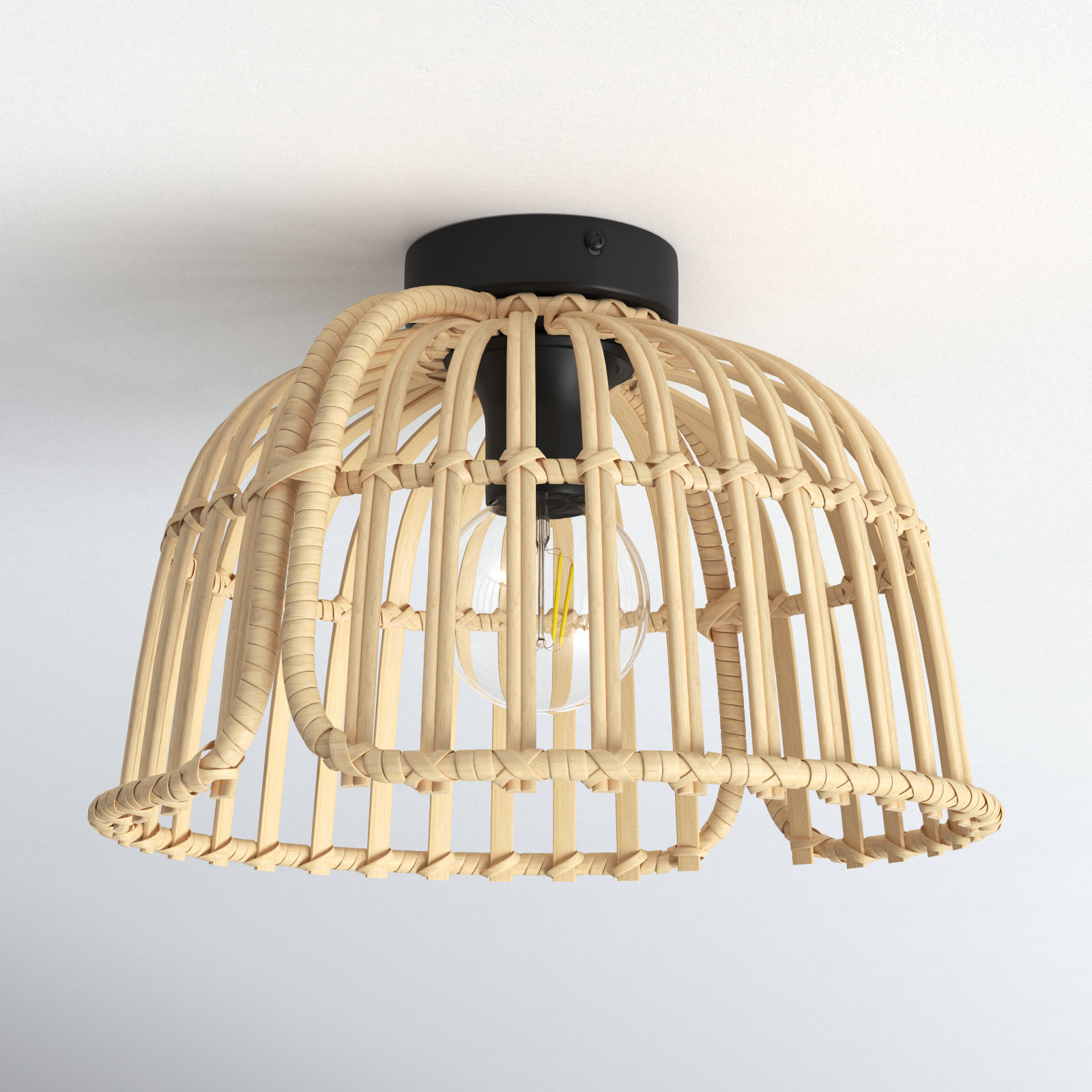 Jameson Single Light Wood Flush Mount