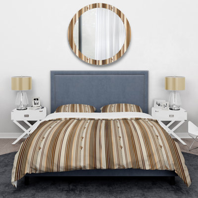 Brown Beige Glamorous Pinstripe - Glam Duvet Cover Set