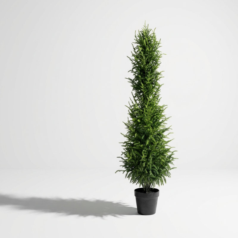 Five Foot Artificial Real Touch Pine Tree with Plastic Pot, Complete Set