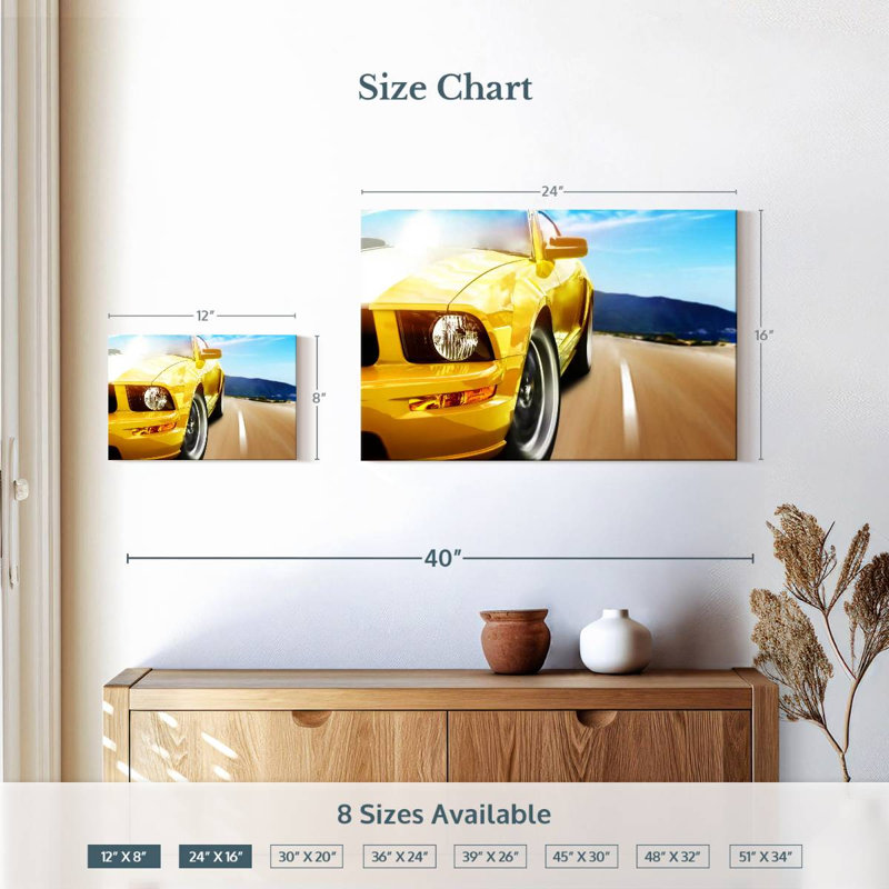 Voiture de sport Mehar Speeding Sunlit, H 16 po x l 24 po