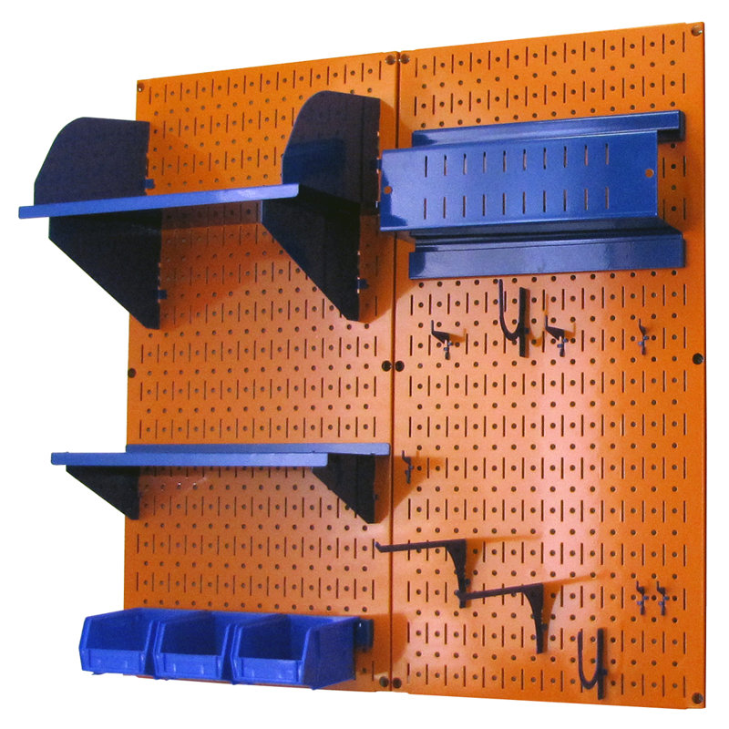 Ensemble de panneaux perforé de rangement pour accessoires de loisirs, Orange et bleu