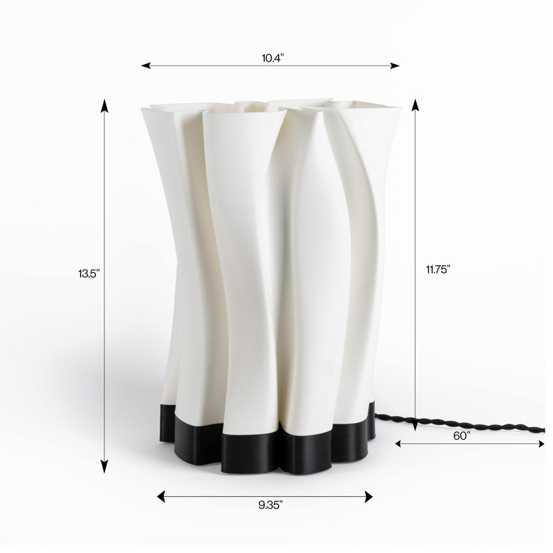 Lampe de table moderne à DEL à intensité variable en plastique PLA 13,5 "Flame Teagan, Noir