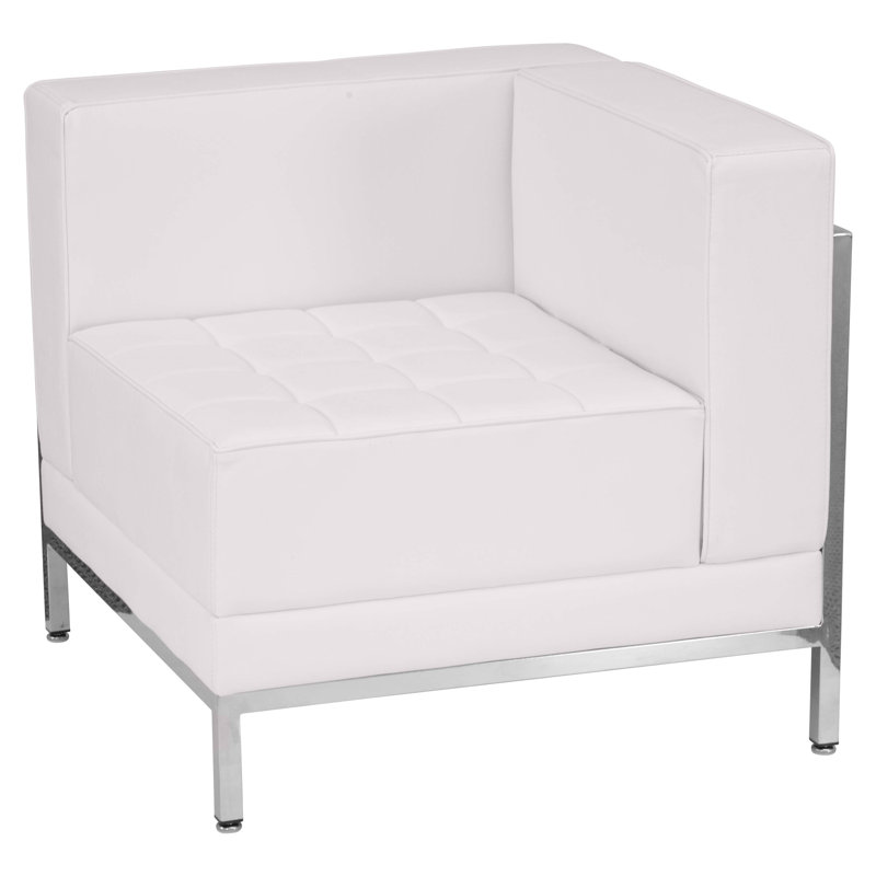Chaise de coin modulaire droite avec siège capitonné Hercules LeatherSoft, Blanc