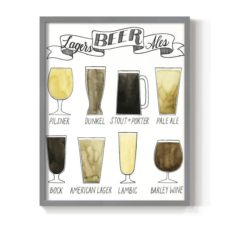 «Beer Information», reproduction encadrée - bois massif, Gris, H 15 po x l 12 po
