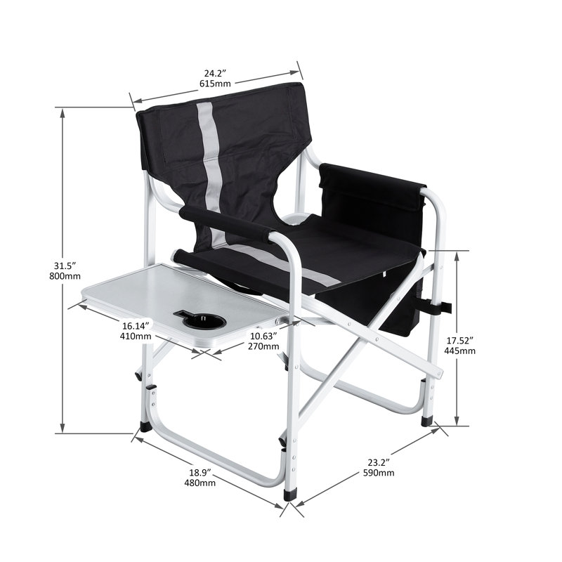 Hoyd Fabric Padded Camping / Beach Folding Chair Folding Chair Set, Black/White