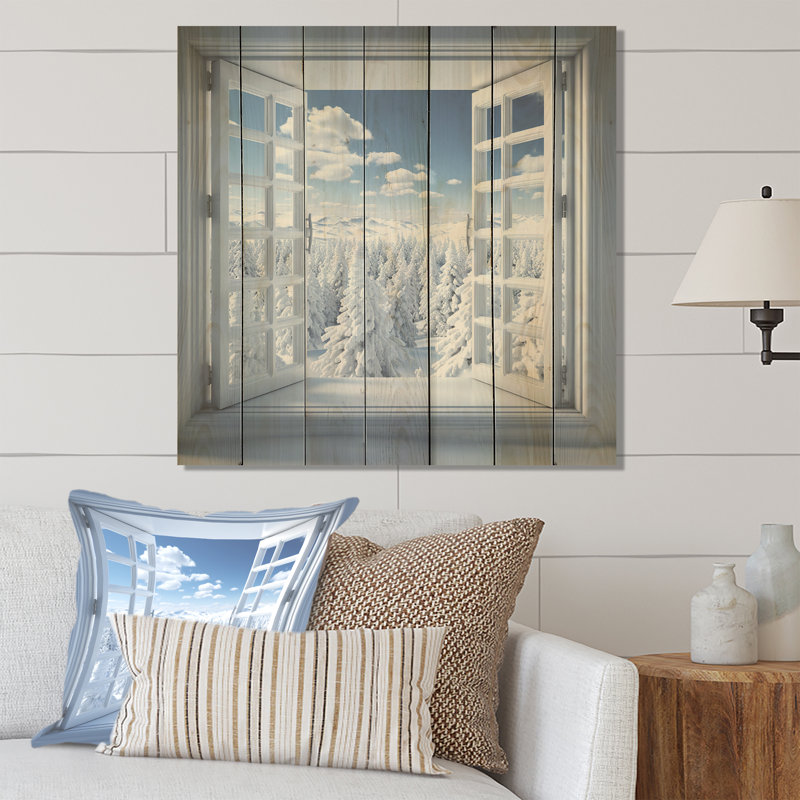 Winter Forest Window Views II - Paysage d'hiver sur bois, H 30 po x l 30 po