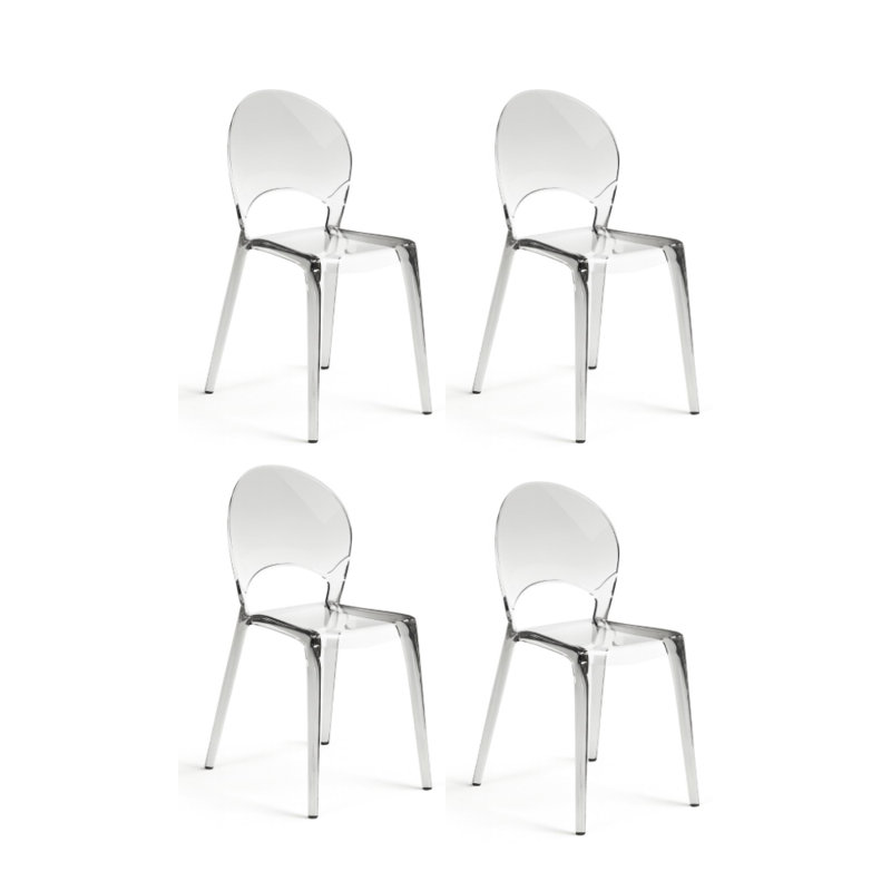 SET OF 4 POLYCARBONATE CHAIRS PEARL - GREY, Clear
