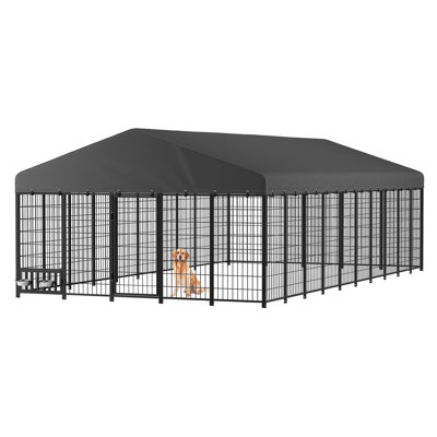 Outdoor Dog Kennel, Chain Link Fence With Roof