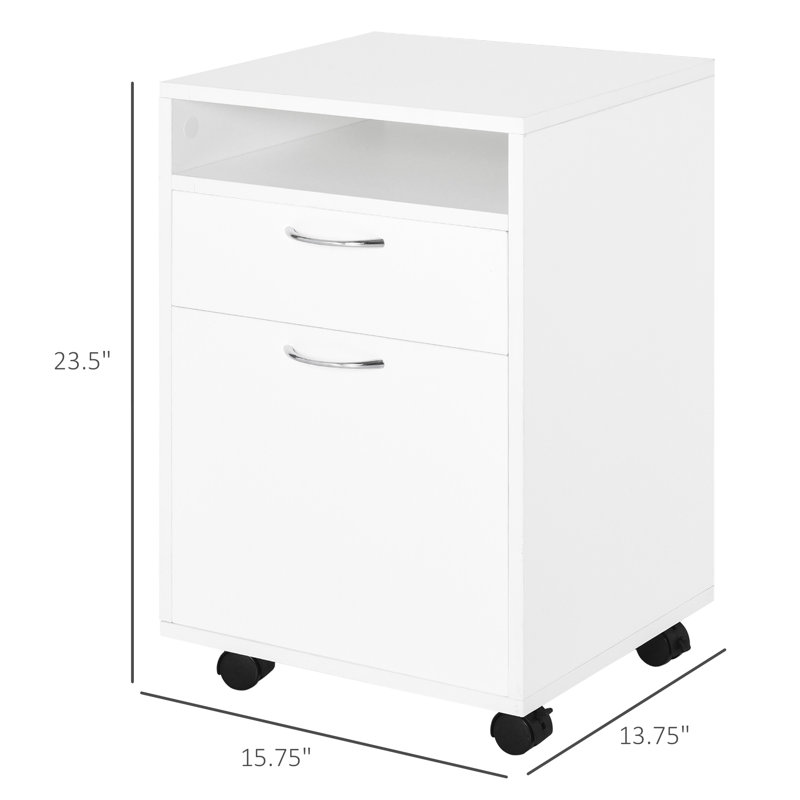 Armoire de rangement mobile pour fournitures de bureau, blanche avec tiroir et armoire, se range facilement sous les bureaux