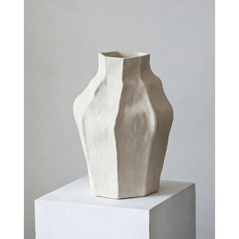 Vase de table en céramique Wabi Sabi, 14.8" H x 11.8" W x 11.8" D