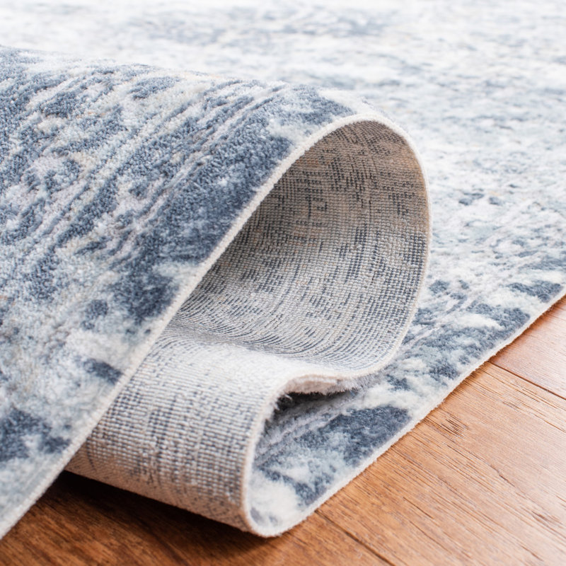 Martha Stewart Blue and Cream Hand-Knotted Wool Area Rug