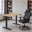 Bureau électrique debout, bureau à hauteur ajustable, bureau assis-debout 24 po x 48 po, plateau en acajou / bois naturel-286291407