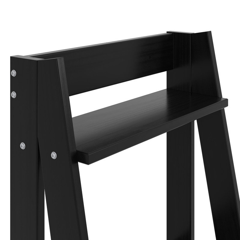 Échelle à 3 tablettes en bois massif, Noir