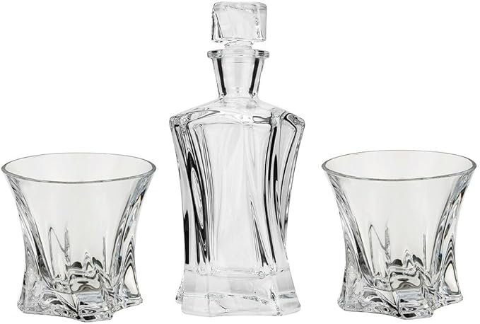 Bohème cristal AU52610 1 + 2 Whisky "Cooper", 1 carafe + 2 verres DOF